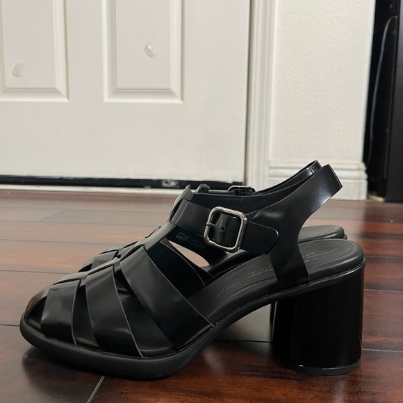 New Ecco Sculpted Lx 55 Leather Fisherman Heeled Sandal Black size EU 41/10-10.5 - Picture 4 of 12
